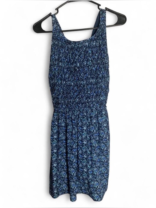Free People Petunia Mini Dress Blue Floral Smocked Boho Backless - Size S - Picture 5 of 9